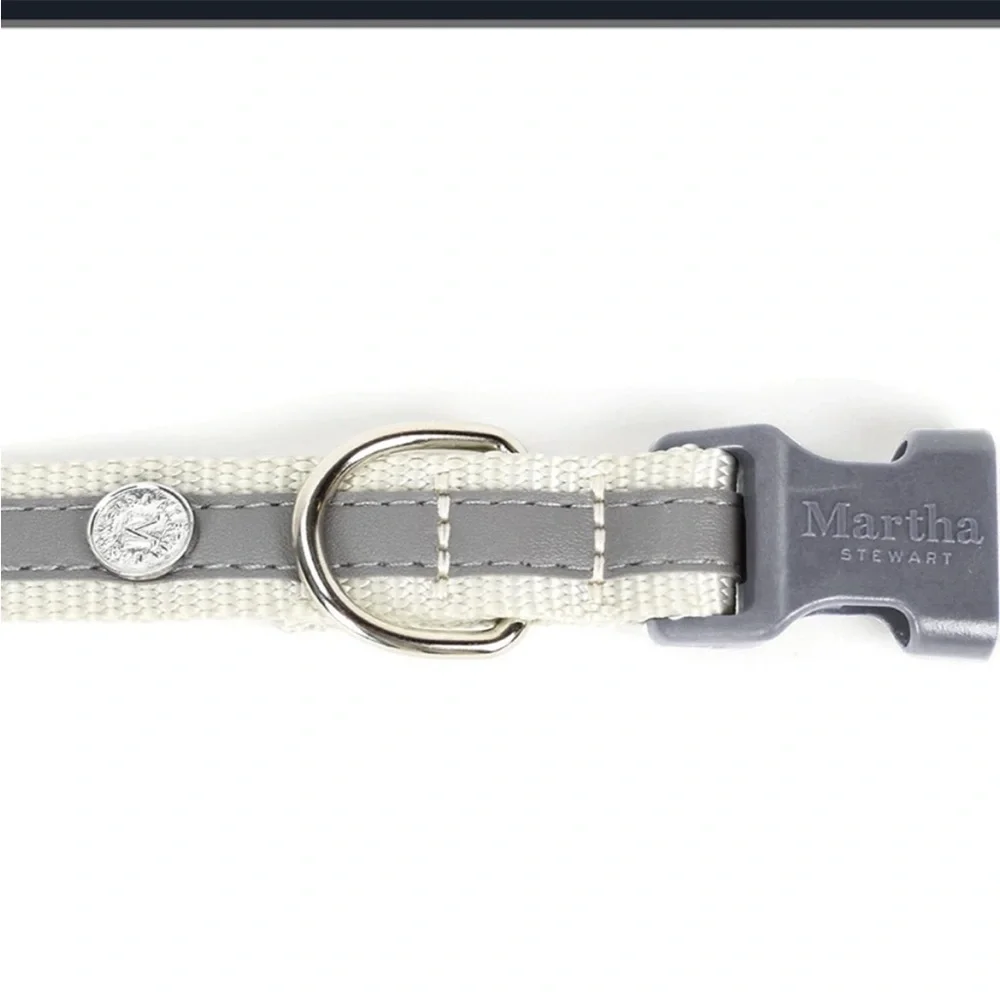NWT Martha Stewart Adjustable Nylon Dog Collar Gray Various Sizes